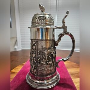 Alaska Iditarod SledDog Vintage Stein Signed #1049/0592  1986 Pewter 3 Panels